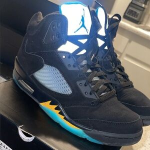Jordan Men's Black with Yellow and Teal Accents Sneakers